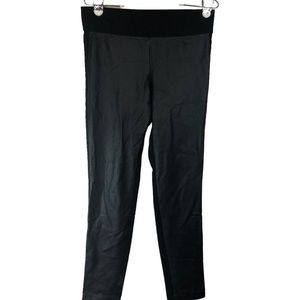 Club Monaco Women’s Tuxedo Faux Leather Navy Pant Pull On Wide Band Sz 6